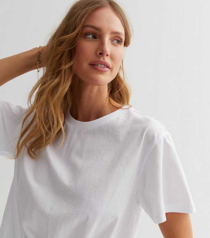 White Cotton Tie Front Short Sleeve T-Shirt | New Look